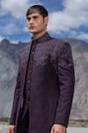 Amit Arora_Purple Polyester, Knit Embroidery Hand Opean Jacket Set _at_Aza_Fashions