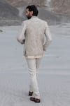 Shop_Amit Arora_Beige Polyester, Silk Sequins, Embroidery Monotone Hand Jacket Set _at_Aza_Fashions