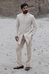 Buy Amit Arora Beige Silk, Tissue, Polyester, Knit Embroidery Hand Sherwani Jacket With Pant at Aza Fashions Buy_Amit Arora_Beige Silk, Tissue, Polyester, Knit Embroidery Hand Sherwani Jacket With Pant _at_Aza_Fashions