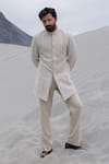 Shop Amit Arora Beige Silk, Tissue, Polyester, Knit Embroidery Hand Sherwani Jacket With Pant at Aza Fashions Shop_Amit Arora_Beige Silk, Tissue, Polyester, Knit Embroidery Hand Sherwani Jacket With Pant _at_Aza_Fashions