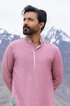 Amit Arora Pink Polyester, Silk Embroidery Straight Kurta With Pant Online at Aza Fashions Amit Arora_Pink Polyester, Silk Embroidery Straight Kurta With Pant _Online_at_Aza_Fashions