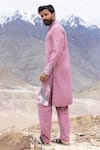 Shop Amit Arora Pink Polyester, Silk Embroidery Straight Kurta With Pant at Aza Fashions Shop_Amit Arora_Pink Polyester, Silk Embroidery Straight Kurta With Pant _at_Aza_Fashions