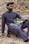 Buy_Amit Arora_Blue Polyester, Silk Embroidery Floral Motif Detailed Kurta With Pant _Online_at_Aza_Fashions