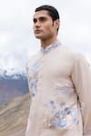 Amit Arora_Beige Polyester, Silk Embroidery Abstract Motif Detailed Kurta With Pant _Online_at_Aza_Fashions