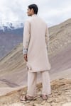 Shop_Amit Arora_Beige Polyester, Silk Embroidery Abstract Motif Detailed Kurta With Pant _at_Aza_Fashions