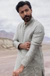 Amit Arora_Green Linen, Bamboo, Silk Embroidery Dori Kurta With Pant _Online_at_Aza_Fashions