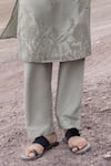 Buy_Amit Arora_Green Linen, Bamboo, Silk Embroidery Dori Kurta With Pant _Online_at_Aza_Fashions