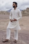 Buy_Amit Arora_Off White Linen, Bamboo, Silk Embroidery Dori Kurta With Pant _at_Aza_Fashions