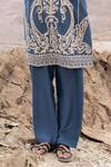 Buy_Amit Arora_Blue Bamboo, Linen, Silk Embroidery Dori Kurta With Pant _Online_at_Aza_Fashions