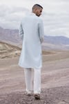 Shop_Amit Arora_Sky Blue Linen, Bamboo, Silk Embroidery Dori Kurta With Pant _at_Aza_Fashions