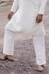 Buy_Amit Arora_Off White Linen, Bamboo, Silk Embroidery Dori Kurta With Pant _Online_at_Aza_Fashions