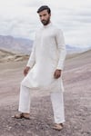 Buy_Amit Arora_Off White Linen, Bamboo, Silk Embroidery Dori Kurta With Pant _at_Aza_Fashions