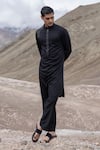 Amit Arora_Black Knit Embroidery Embellished Straight Kurta With Pant _Online_at_Aza_Fashions