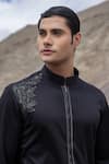 Amit Arora_Black Knit Embroidery Embellished Straight Kurta With Pant _at_Aza_Fashions