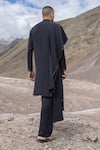 Shop_Amit Arora_Black Knit Asymmetrical Kurta With Pant _at_Aza_Fashions