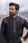 Amit Arora_Black Knit Embroidery Embellished Straight Kurta And Pant Set _at_Aza_Fashions
