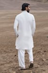 Shop_Amit Arora_White Knit Embroidery Placement Kurta With Pant _at_Aza_Fashions