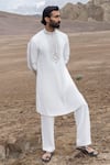 Buy_Amit Arora_White Knit Embroidery Placement Kurta With Pant _at_Aza_Fashions
