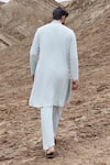 Shop_Amit Arora_Teal Knit Embroidery Embellished Straight Kurta And Pant Set _at_Aza_Fashions