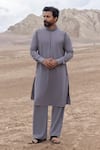 Buy_Amit Arora_Gray Knit Beads Embelllished Kurta With Pant _at_Aza_Fashions