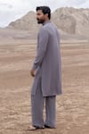 Shop_Amit Arora_Gray Knit Beads Embelllished Kurta With Pant _at_Aza_Fashions
