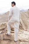 Shop_Amit Arora_Beige Linen, Silk Embroidery Paisley Motif Detailed Kurta With Pant _at_Aza_Fashions