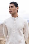 Buy_Amit Arora_Beige Linen, Silk Embroidery Paisley Motif Detailed Kurta With Pant _Online_at_Aza_Fashions