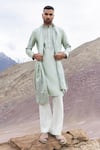 Buy_Amit Arora_Mint Linen, Silk Embroidery Aari Kurta With Pant _at_Aza_Fashions