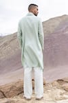 Shop_Amit Arora_Mint Linen, Silk Embroidery Aari Kurta With Pant _at_Aza_Fashions