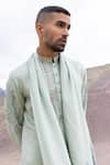 Shop_Amit Arora_Mint Linen, Silk Embroidery Aari Kurta With Pant _Online_at_Aza_Fashions