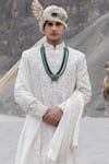 Amit Arora_Ivory Silk, Organza, Twill, Modal Embroidery Hand Sherwani Kurta Set _Online_at_Aza_Fashions