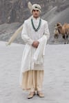 Buy_Amit Arora_Ivory Silk, Organza, Twill, Modal Embroidery Hand Sherwani Kurta Set _at_Aza_Fashions