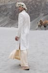 Shop_Amit Arora_Ivory Silk, Organza, Twill, Modal Embroidery Hand Sherwani Kurta Set _at_Aza_Fashions