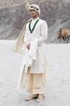 Shop_Amit Arora_Ivory Silk, Organza, Twill, Modal Embroidery Hand Sherwani Kurta Set _Online_at_Aza_Fashions