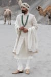 Buy_Amit Arora_Off White Silk, Organza, Twill, Modal Embroidery Hand Sherwani Set _at_Aza_Fashions
