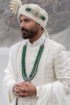 Shop_Amit Arora_Off White Silk, Organza, Twill, Modal Embroidery Hand Sherwani Set _at_Aza_Fashions