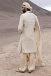 Shop_Amit Arora_Beige Silk, Organza, Twill, Modal Embroidery Sherwani Kurta Set _at_Aza_Fashions