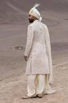 Shop_Amit Arora_Peach Silk, Organza, Twill, Modal Embroidery Sherwani Set With Stole _at_Aza_Fashions