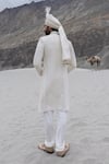 Shop_Amit Arora_Cream Silk, Organza, Twill, Modal Embroidery Hand Sherwani Set With Stole _at_Aza_Fashions