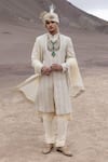 Buy_Amit Arora_Gold Silk, Organza, Twill, Modal Embroidery Hand Sherwani Set _at_Aza_Fashions