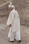 Shop_Amit Arora_Cream Polyester, Organza, Twill, Modal Textured Sherwani Set With Stole _at_Aza_Fashions