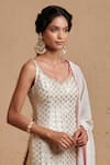 Muditaa By Urmila_Ivory Chanderi, Georgette, Organza Zari, Embroidery, Suvarna Kurta Sharara Set _Online_at_Aza_Fashions