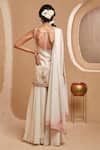 Shop_Muditaa By Urmila_Ivory Chanderi, Organza Embroidery, Zari, Beads V-neck Pavani Kurta Sharara Set _at_Aza_Fashions