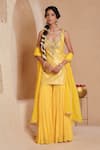 Buy_Muditaa By Urmila_Mustard Chanderi, Brocade, Georgette, Organza Tejasvi Woven Kurta Gharara Set _at_Aza_Fashions