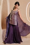 Buy_Muditaa By Urmila_Purple Chanderi, Brocade, Organza Vanya Floral Woven Kurta Gharara Set _at_Aza_Fashions