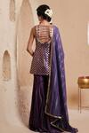Shop_Muditaa By Urmila_Purple Chanderi, Brocade, Organza Vanya Floral Woven Kurta Gharara Set _at_Aza_Fashions