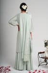 Shop_Muditaa By Urmila_Green Chanderi Silk Embroidery, Sequins Split V-neck Tarini Kurta Set _at_Aza_Fashions