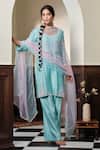 Buy_Muditaa By Urmila_Sky Blue Chanderi Silk, Organza Embroidery, Beads Varunini Hand Kurta Pant Set _at_Aza_Fashions
