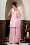 Shop_Muditaa By Urmila_Blush Dupion, Georgette, Net Embroidery, Rohi Placement Kurta Sharara Set _at_Aza_Fashions
