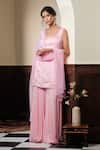 Buy_Muditaa By Urmila_Blush Dupion, Georgette, Net Embroidery, Rohi Placement Kurta Sharara Set _at_Aza_Fashions